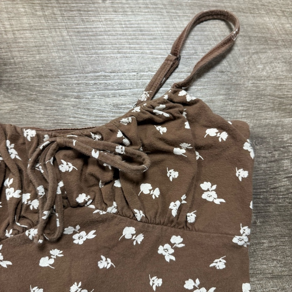 Hollister Brown Floral Tank Top Crop Top Size Small - Picture 2 of 7